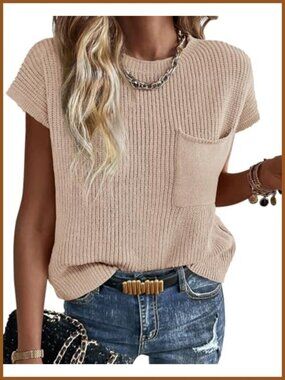 Cap Sleeve Crochet Sweater Vest Loose Knit Tank Top